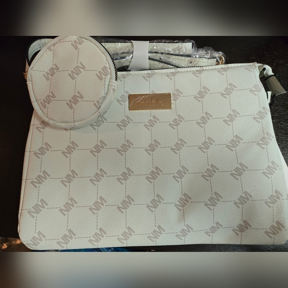 BOGO - Nicole Miller Crème/Bone Sig Crossbody Handbag NWT